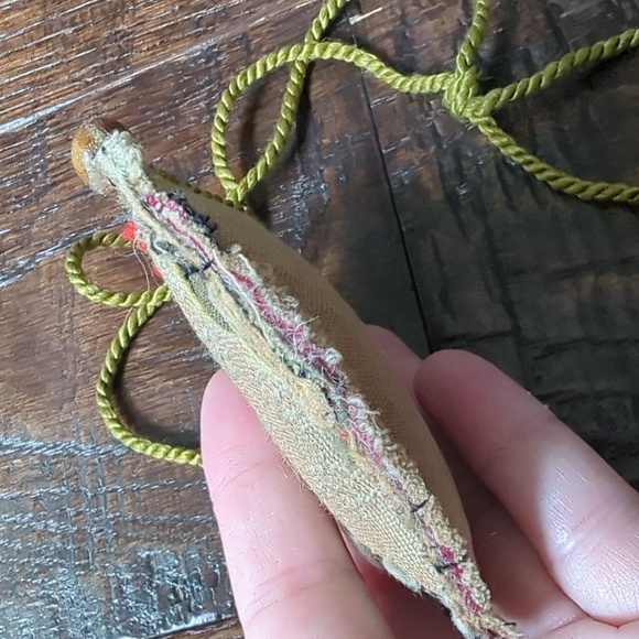 Upcycled Handcrafted Vintage Quilt Heart-Shaped Fabric Pendant Necklace - Picture 4 of 7